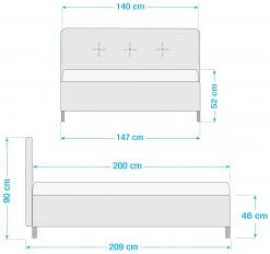 Meise.möbel Lit capitonné Amelie - Bleu glacier - 140 x 200cm - Chrome brillant -Lits & literie Soldes 1000226175 210727 10464000004 SKETCH DETAILS P000000001000226175 sketch