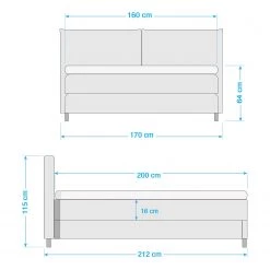 Loftscape Lit boxspring Hometown - Gris lumineux - 160 x 200cm -Lits & literie Soldes 1000229502 201214 14090100205 SKETCH DETAILS P000000001000229502 sketch