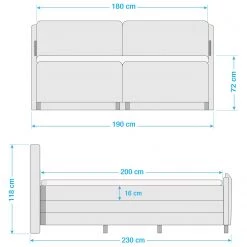 Loftscape Lit boxspring Hopwood - Gris -Lits & literie Soldes 1000229504 220603 500 SKETCH DETAILS P000000001000229504 sketch