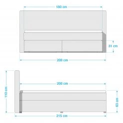 Loftscape Lit boxspring Bentota -Lits & literie Soldes 1000229962 201204 13572500015 SKETCH DETAILS P000000001000229962 sketch
