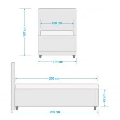 Loftscape Lit capitonné Cape Coral - Anthracite - 100 x 200cm -Lits & literie Soldes 1000230473 210713 08433500389 SKETCH DETAILS P000000001000230473 sketch