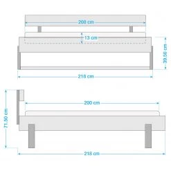 Loftscape Lit en bois massif Saint Bees - 200 x 200cm -Lits & literie Soldes 1000230547 210111 16224800026 SKETCH DETAILS P000000001000230547 sketch