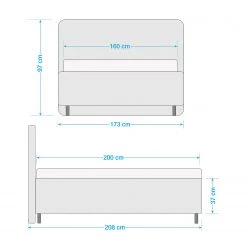 Loftscape Lit capitonné McLoud - Gris lumineux - 160 x 200cm -Lits & literie Soldes 1000230559 210713 08432900282 SKETCH DETAILS P000000001000230559 sketch