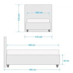 Loftscape Lit capitonné Oaklands - Gris lumineux - 100 x 200cm -Lits & literie Soldes 1000230567 210720 07505600005 SKETCH DETAILS P000000001000230567 sketch