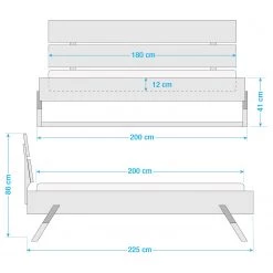Loftscape Lit en bois massif Wiko - 180 x 200cm -Lits & literie Soldes 1000232393 210114 12571200040 SKETCH DETAILS P000000001000232393 sketch