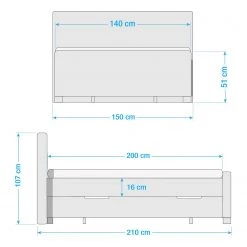 Loftscape Lit boxspring Susville - Menthe - 140 x 200cm -Lits & literie Soldes 1000234035 201214 17034500177 SKETCH DETAILS P000000001000234035 sketch