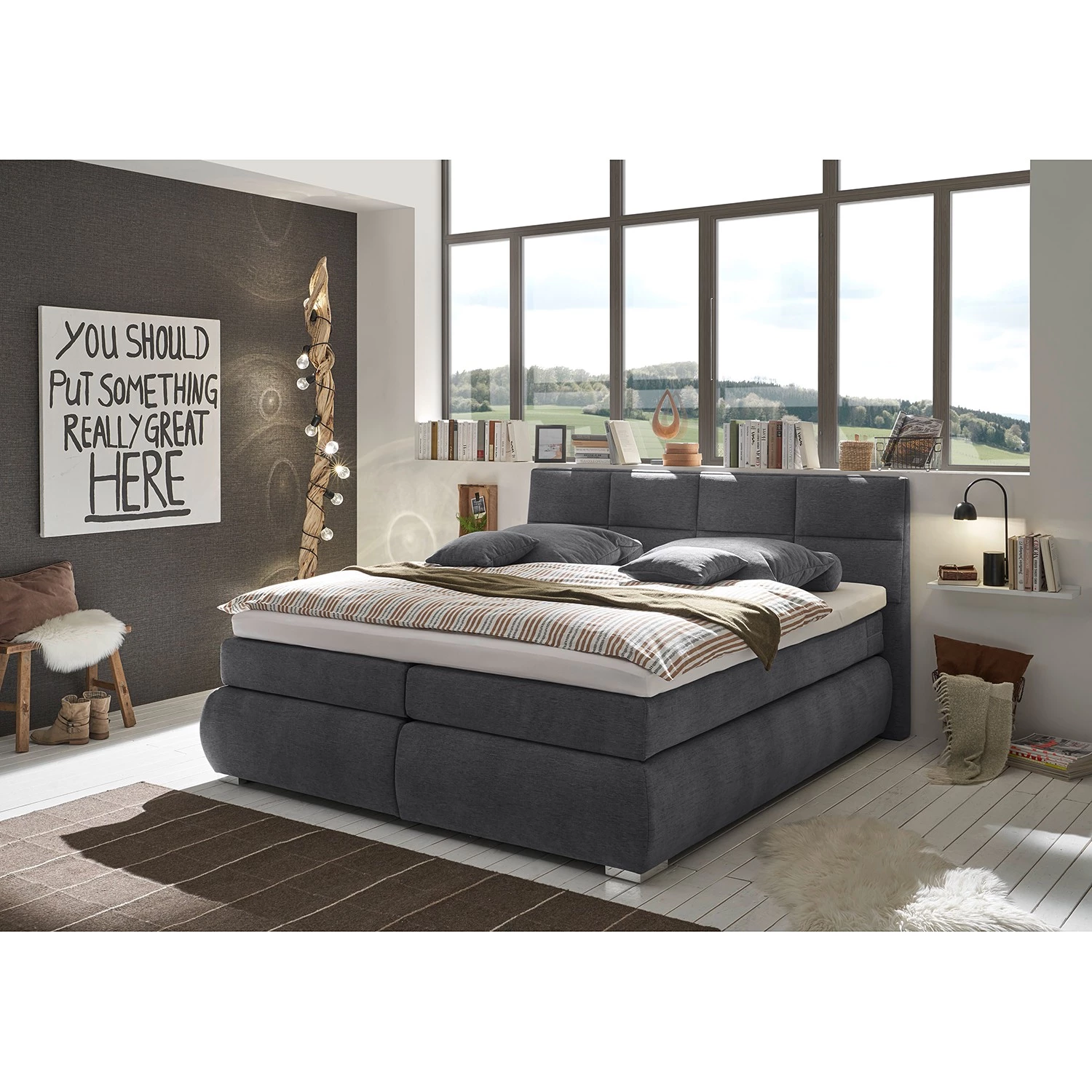 Loftscape Lit boxspring Mazille - Graphite 2 Loftscape Lit boxspring Mazille - Graphite – Image 2