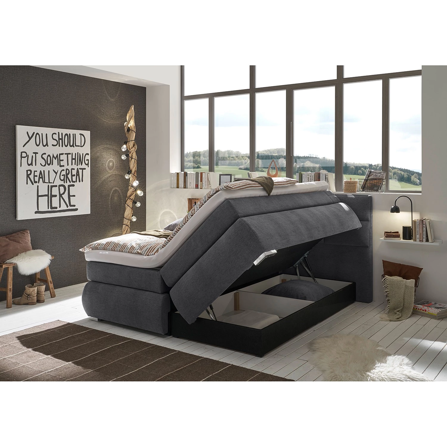 Loftscape Lit boxspring Mazille - Graphite 3 Loftscape Lit boxspring Mazille - Graphite – Image 3