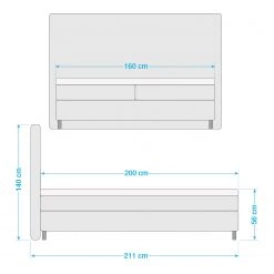 Loftscape Lit boxspring Peetri - Argenté - 160 x 200cm -Lits & literie Soldes 1000264820 210517 17403400238 SKETCH DETAILS P000000001000264820 sketch