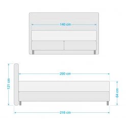 Loftscape Lit boxspring Haanja - Gris - 140 x 200cm -Lits & literie Soldes 1000264838 210517 17403800353 SKETCH DETAILS P000000001000264838 sketch