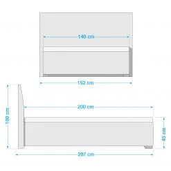 Loftscape Lit capitonné Ruth - Marron / Chêne - 140 x 200cm -Lits & literie Soldes 1000268655 210618 12210000160 SKETCH DETAILS P000000001000268655 sketch