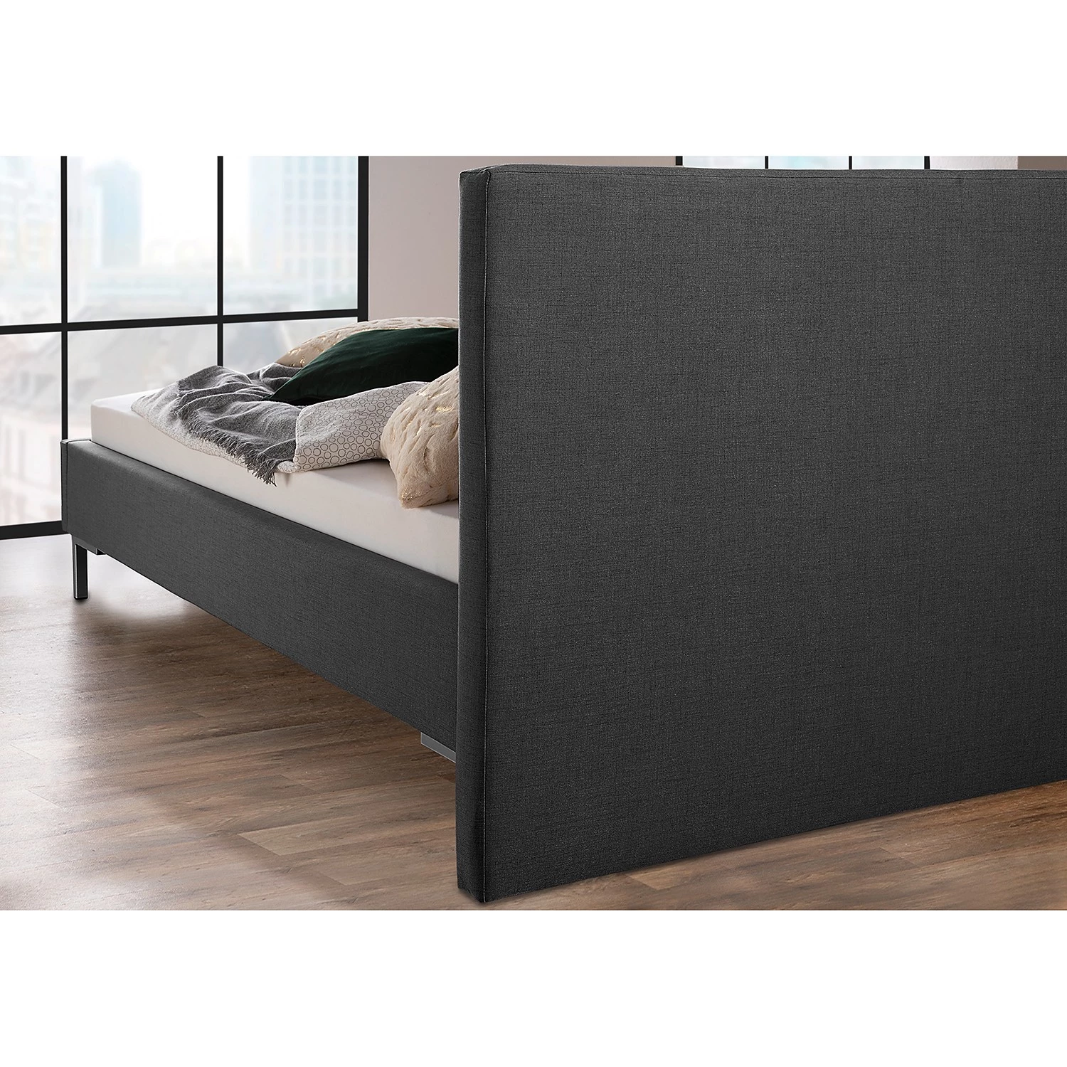 Loftscape Lit capitonné Milo - Anthracite - 180 x 200cm 4 Loftscape Lit capitonné Milo - Anthracite - 180 x 200cm – Image 4