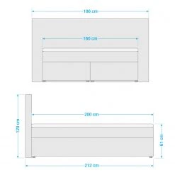 Loftscape Lit boxspring Heiko - Argenté - 160 x 200cm - D2 souple -Lits & literie Soldes 1000273244 210625 11313600510 SKETCH DETAILS P000000001000273244 sketch