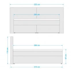 Loftscape Lit boxspring Clark - Noir - 200 x 200cm - D2 souple -Lits & literie Soldes 1000273317 210625 11314700729 SKETCH DETAILS P000000001000273317 sketch