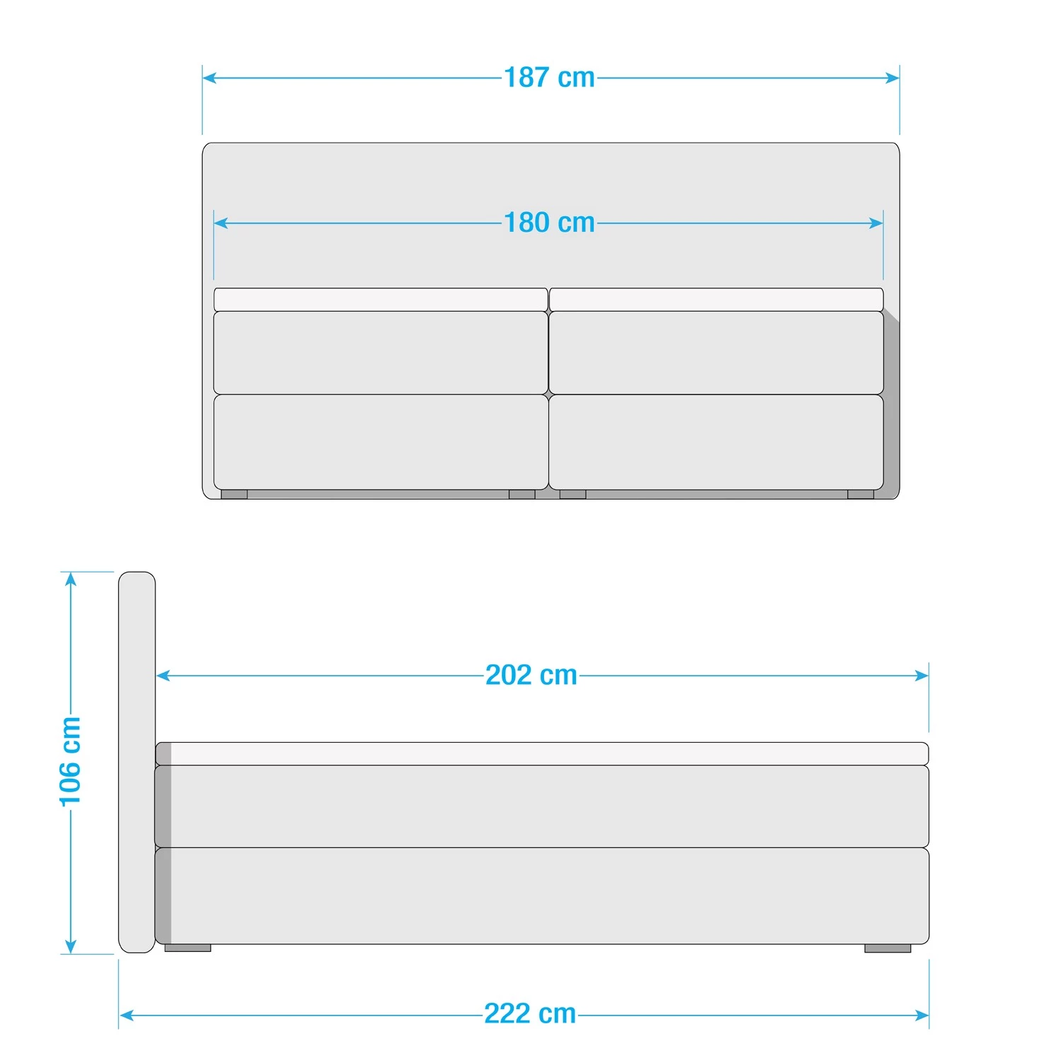 Loftscape Lit boxspring Acworth - Gris foncé - 180 x 200cm - Matelas double D2/D4 7 Loftscape Lit boxspring Acworth - Gris foncé - 180 x 200cm - Matelas double D2/D4 – Image 7