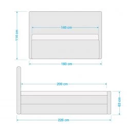 Loftscape Lit capitonné Darlington - Gris - 140 x 200cm -Lits & literie Soldes 1000281859 210916 10545800603 SKETCH DETAILS P000000001000281859 sketch