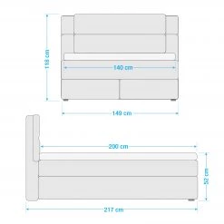 Loftscape Lit boxspring Chandler II - Beige - 140 x 200cm - D2 souple -Lits & literie Soldes 1000283781 210809 08033100132 SKETCH DETAILS P000000001000283781 sketch