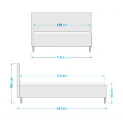 Meise.möbel Lit capitonné Mattis II - Gris - 140 x 200cm -Lits & literie Soldes 1000285786 210824 13330200026 SKETCH DETAILS P000000001000285786 sketch