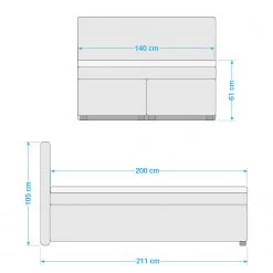 Loftscape Lit boxspring Valencia - Anthracite - 140 x 200cm -Lits & literie Soldes 1000287249 210909 13144100020 SKETCH DETAILS P000000001000287249 sketch