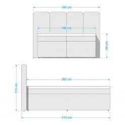 Loftscape Lit boxspring Scarlett - Noir - 140 x 200cm -Lits & literie Soldes 1000287252 210909 13144100026 SKETCH DETAILS P000000001000287252 sketch