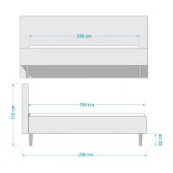 Studio Copenhagen Lit capitonné Steve - Tissu Meave: Gris - 200 x 200cm -Lits & literie Soldes 1000291228 210920 08160300314 SKETCH DETAILS P000000001000291228 sketch
