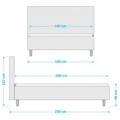 Studio Copenhagen Lit capitonné Vio - Cuir Lecia: Noir - 140 x 200cm -Lits & literie Soldes 1000292680 210923 13443700723 SKETCH DETAILS P000000001000292680 sketch
