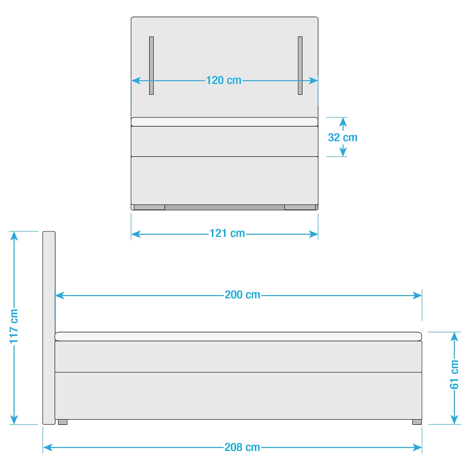 Loftscape Lit boxspring Flashlight I - Noir - 120 x 200cm - Sans espace de rangement 9 Loftscape Lit boxspring Flashlight I - Noir - 120 x 200cm - Sans espace de rangement – Image 9