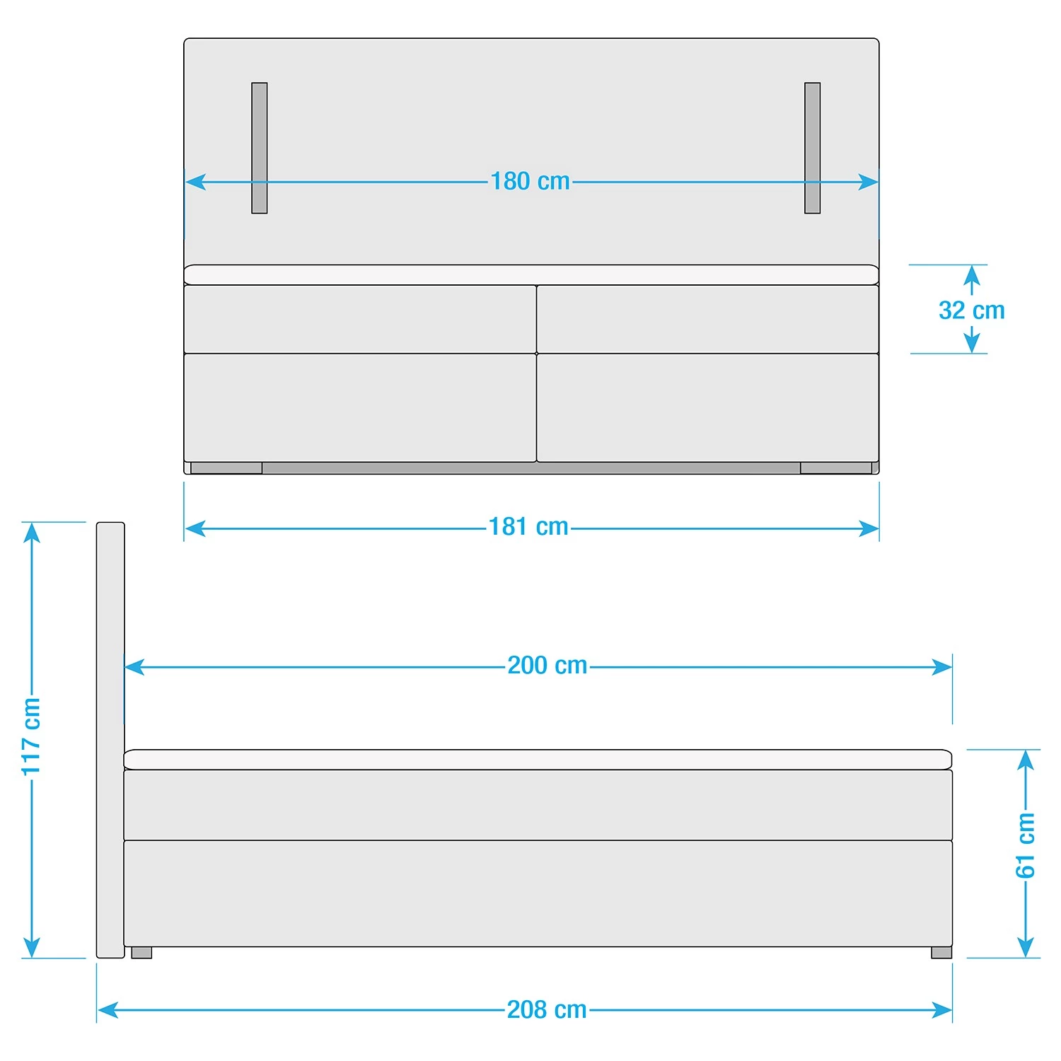 Loftscape Lit boxspring Flashlight II - Blanc - 180 x 200cm - Sans espace de rangement 11 Loftscape Lit boxspring Flashlight II - Blanc - 180 x 200cm - Sans espace de rangement – Image 11