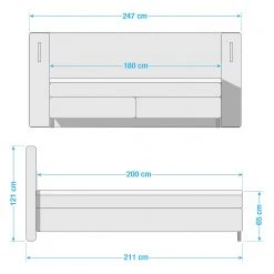 Loftscape Lit boxspring Victoria - Gris - Matelas double D3/D4 -Lits & literie Soldes 1000297622 211229 141012000529 SKETCH DETAILS P000000001000297622 sketch