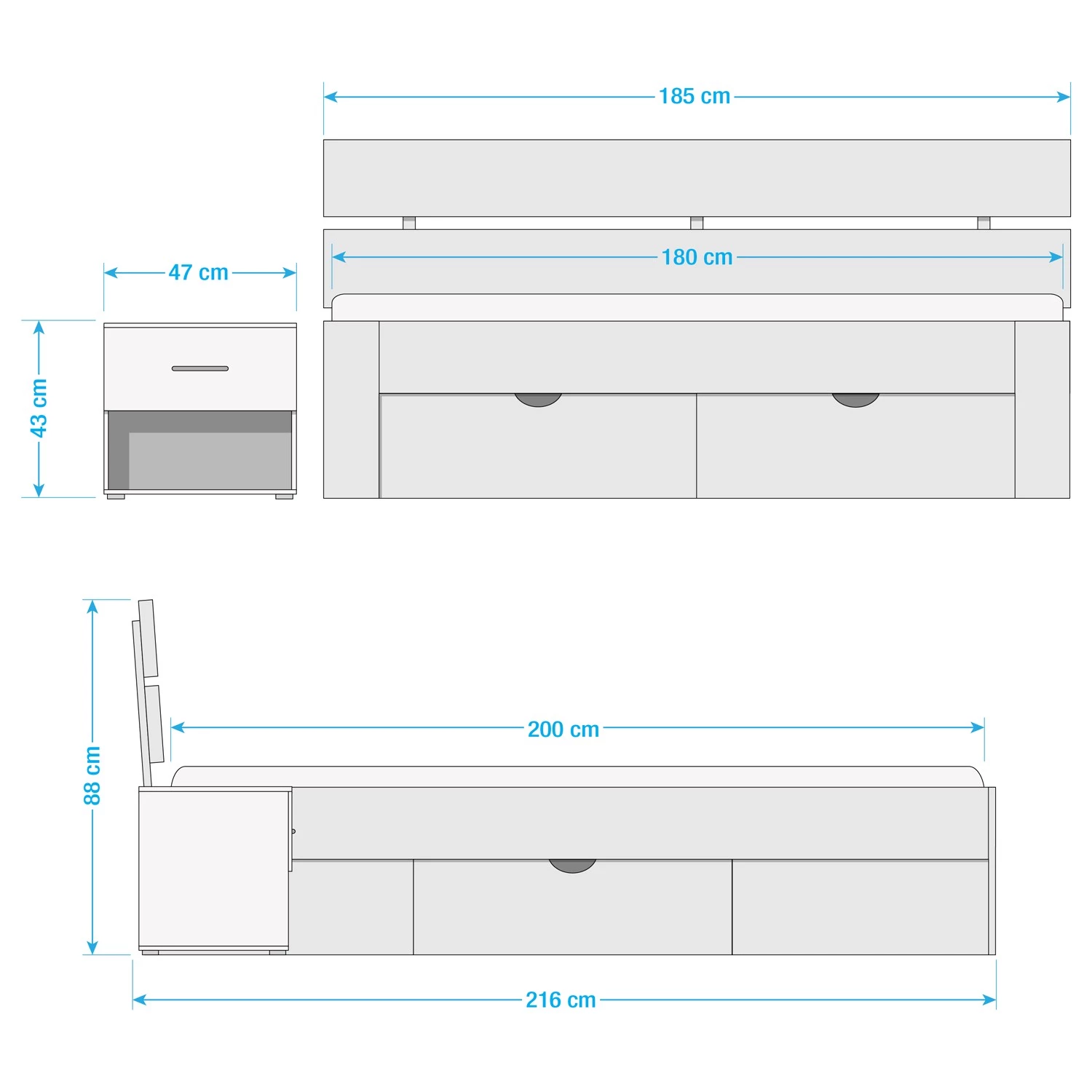 Rauch Blue Lit avec tiroirs et chevets Ryba II 5 Rauch Blue Lit avec tiroirs et chevets Ryba II – Image 5