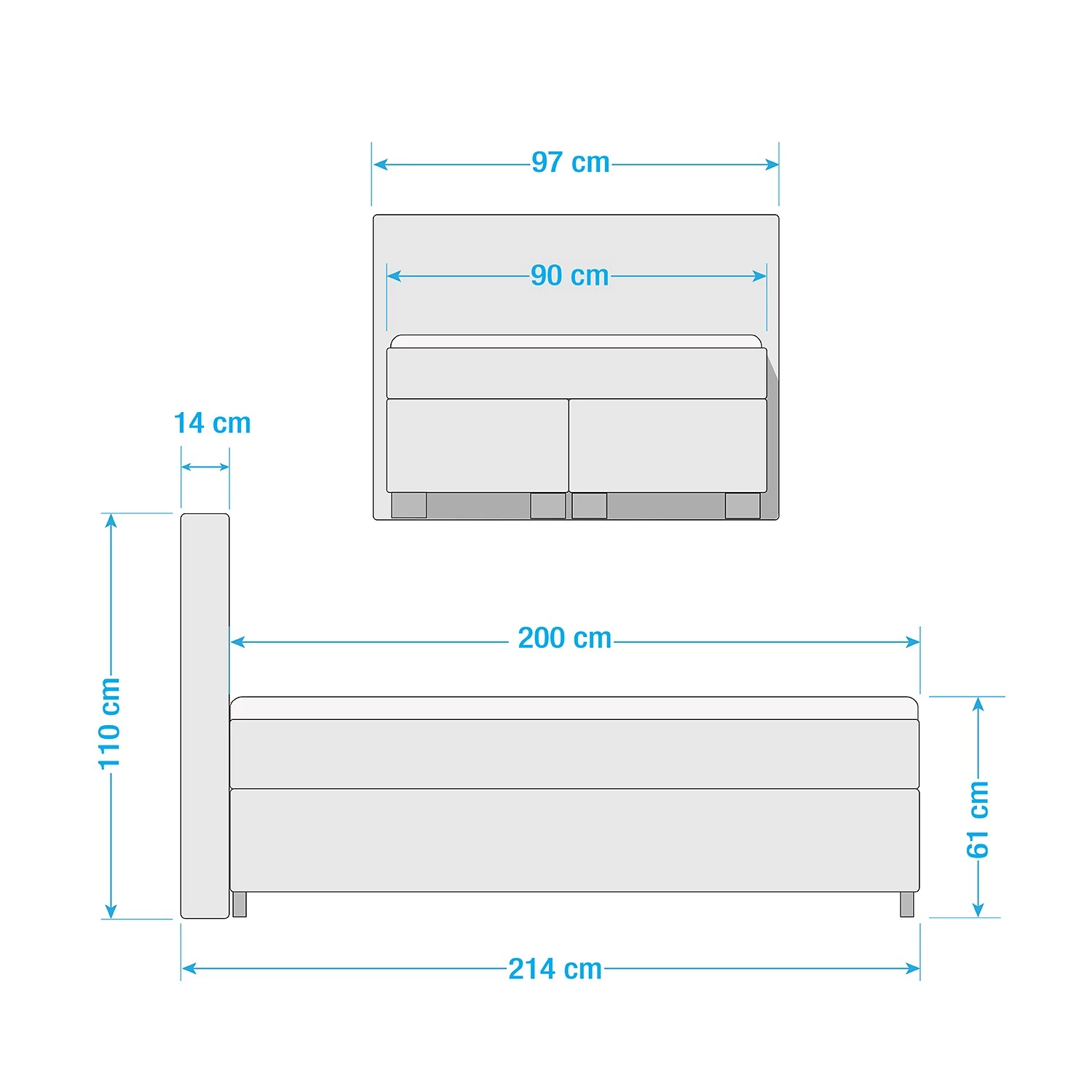 Loftscape Lit boxspring Karlsborg - Gris - 90 x 200cm 3 Loftscape Lit boxspring Karlsborg - Gris - 90 x 200cm – Image 3