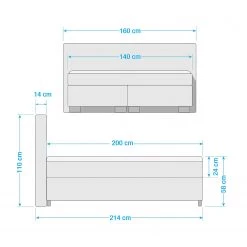 Loftscape Lit boxspring Longsland - Gris - 140 x 200cm -Lits & literie Soldes 1000314792 211216 153224000569 SKETCH DETAILS P000000001000314792 sketch
