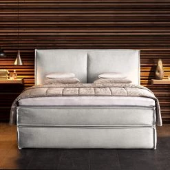 Lit boxspring Kinx - Tissu KINX : Blanc - 160 x 200cm - D3 medium - 130 cm -Lits & literie Soldes 1000315069 211223 18141800311 MOOD DETAILS P000000001000315069 mood