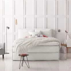 Lit boxspring Kinx - Tissu KINX : Blanc - 160 x 200cm - D3 medium - 130 cm -Lits & literie Soldes 1000315069 211223 18141900315 MOOD DETAILS P000000001000315069 mood