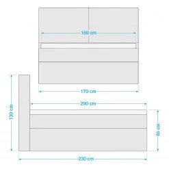 Lit boxspring Kinx - Tissu KINX : Blanc - 160 x 200cm - D3 medium - 130 cm -Lits & literie Soldes 1000315069 220203 153848000500 SKETCH DETAILS P000000001000315069 sketch