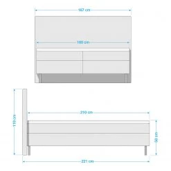 Loftscape Lit boxspring Paule - Gris lumineux - 160 x 210cm -Lits & literie Soldes 1000316174 211220 072234000584 SKETCH DETAILS P000000001000316174 sketch