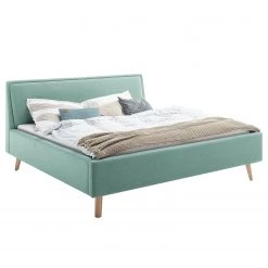 Meise.möbel Lit capitonné Frieda - Tissu Stenja: Océan - 140 x 200cm - Marron - Sans espace de rangement