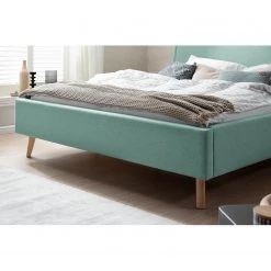 Meise.möbel Lit capitonné Frieda - Tissu Stenja: Océan - 140 x 200cm - Marron - Sans espace de rangement -Lits & literie Soldes 1000316969 220823 074 DETAILS P000000001000316969