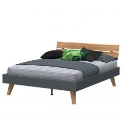 Neue Modular Lit Helsinki - Imitation chêne sauvage / Graphite - 180 x 200cm