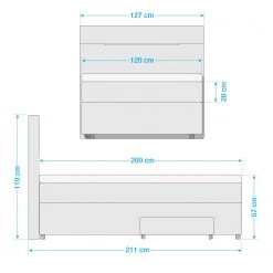 Loftscape Lit boxspring Runner I - Avec éclairage - Microfibre Senga: Noir -Lits & literie Soldes 1000328990 220203 155333000500 SKETCH DETAILS P000000001000328990 sketch