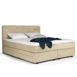 Loftscape Lit boxspring Speedy III - Avec éclairage - Microfibre Senga: Beige - D4 ferme