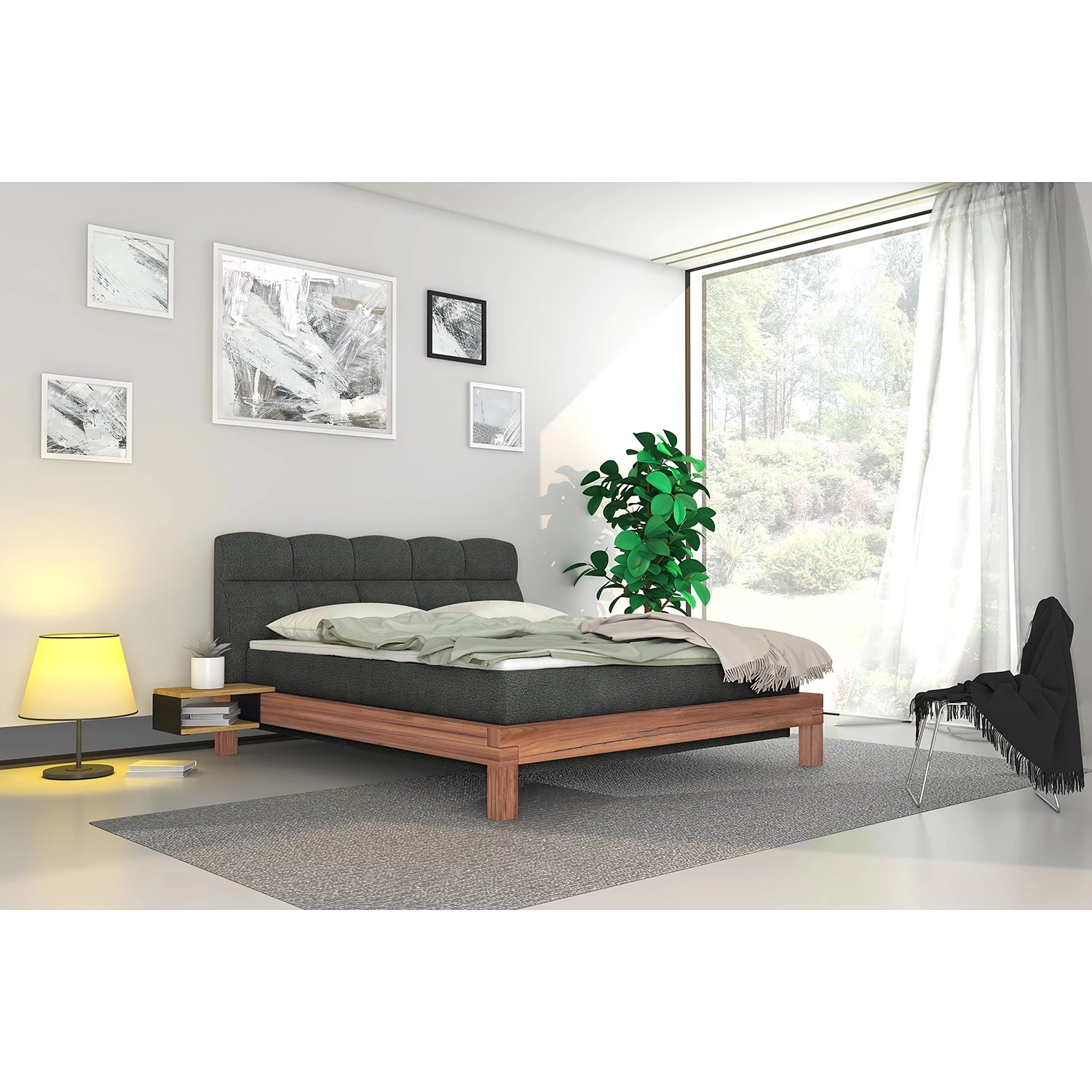 Loftscape Lit boxspring Bull - Tissu Oria: Charbon - 160 x 200cm - D4 ferme 2 Loftscape Lit boxspring Bull - Tissu Oria: Charbon - 160 x 200cm - D4 ferme – Image 2