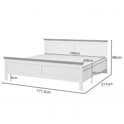Loftscape Lit Emmanuela - Imitation chêne blanc - 160 x 200cm -Lits & literie Soldes 1000335870 220225 500 SKETCH DETAILS P000000001000335870 sketch