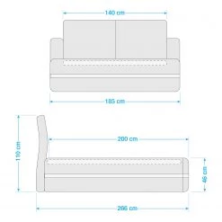 Loftscape Lit boxspring Ryan - Gris foncé -Lits & literie Soldes 1000340264 220506 500 SKETCH DETAILS P000000001000340264 sketch