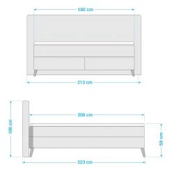 Loftscape Lit boxspring Nirvana - Gris - Matelas double D3/D4 -Lits & literie Soldes 1000340276 220506 500 SKETCH DETAILS P000000001000340276 sketch