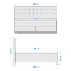Meise.möbel Lit boxspring La Maison - Noir - 200 x 200cm - D3 medium -Lits & literie Soldes 1000342765 220420 500 SKETCH DETAILS P000000001000342765 sketch