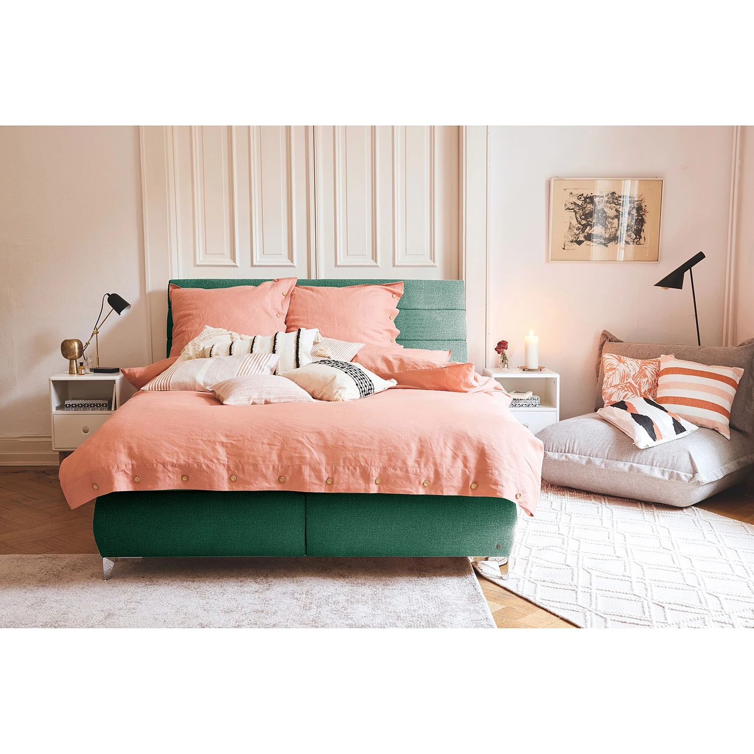 Tom Tailor Lit boxspring Soft Lines Box - Tissu TBO616 soft emerald - 160 x 200cm - D2 souple 2 Tom Tailor Lit boxspring Soft Lines Box - Tissu TBO616 soft emerald - 160 x 200cm - D2 souple – Image 2