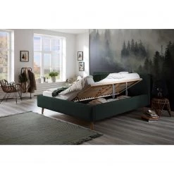 Meise.möbel Lit capitonné Mattis I - Vert foncé - 160 x 200cm - 2 tiroirs de lit -Lits & literie Soldes 1000345443 220425 021 MOOD DETAILS P000000001000345443 mood
