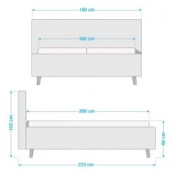 Meise.möbel Lit capitonné Mattis I - Vert foncé - 160 x 200cm - 2 tiroirs de lit -Lits & literie Soldes 1000345443 220425 500 SKETCH DETAILS P000000001000345443 sketch