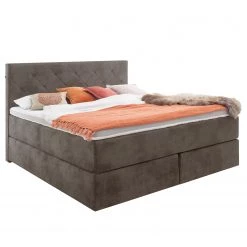 Meise.möbel Lit boxspring New York - Taupe - 180 x 200cm - D3 medium
